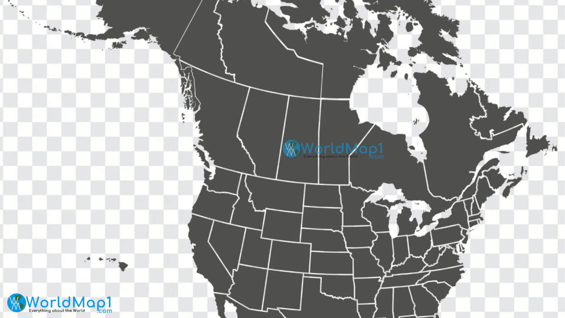 North America Gray Blank Map